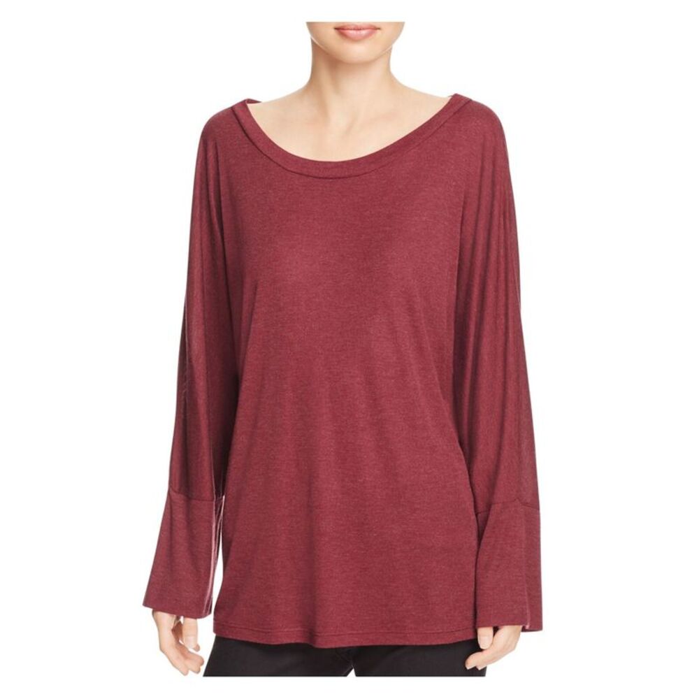 IRO.JEANS Womens Burgundy Cut Out Long Sleeve Scoop Neck Top Size: M